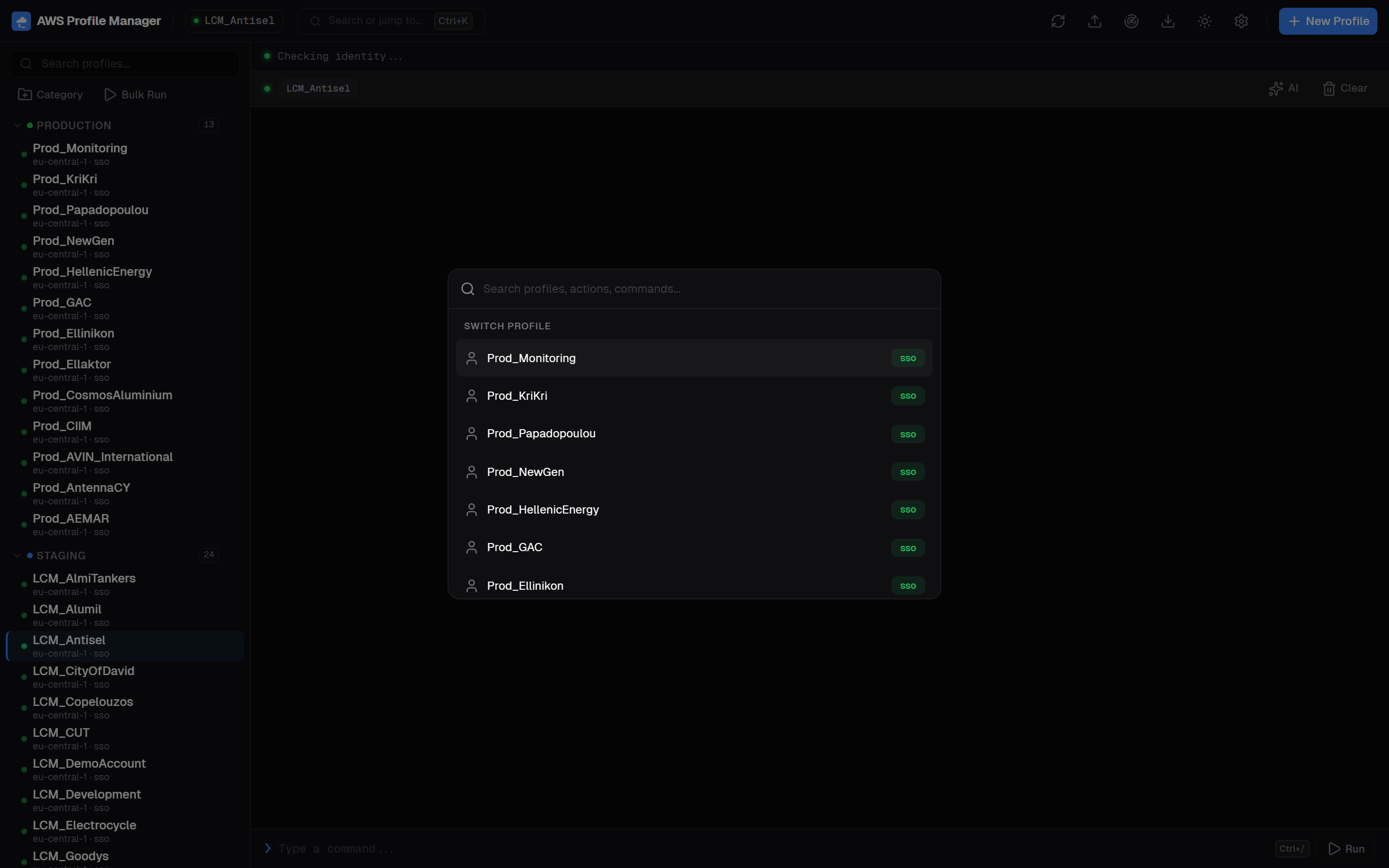 Command palette with Ctrl+K