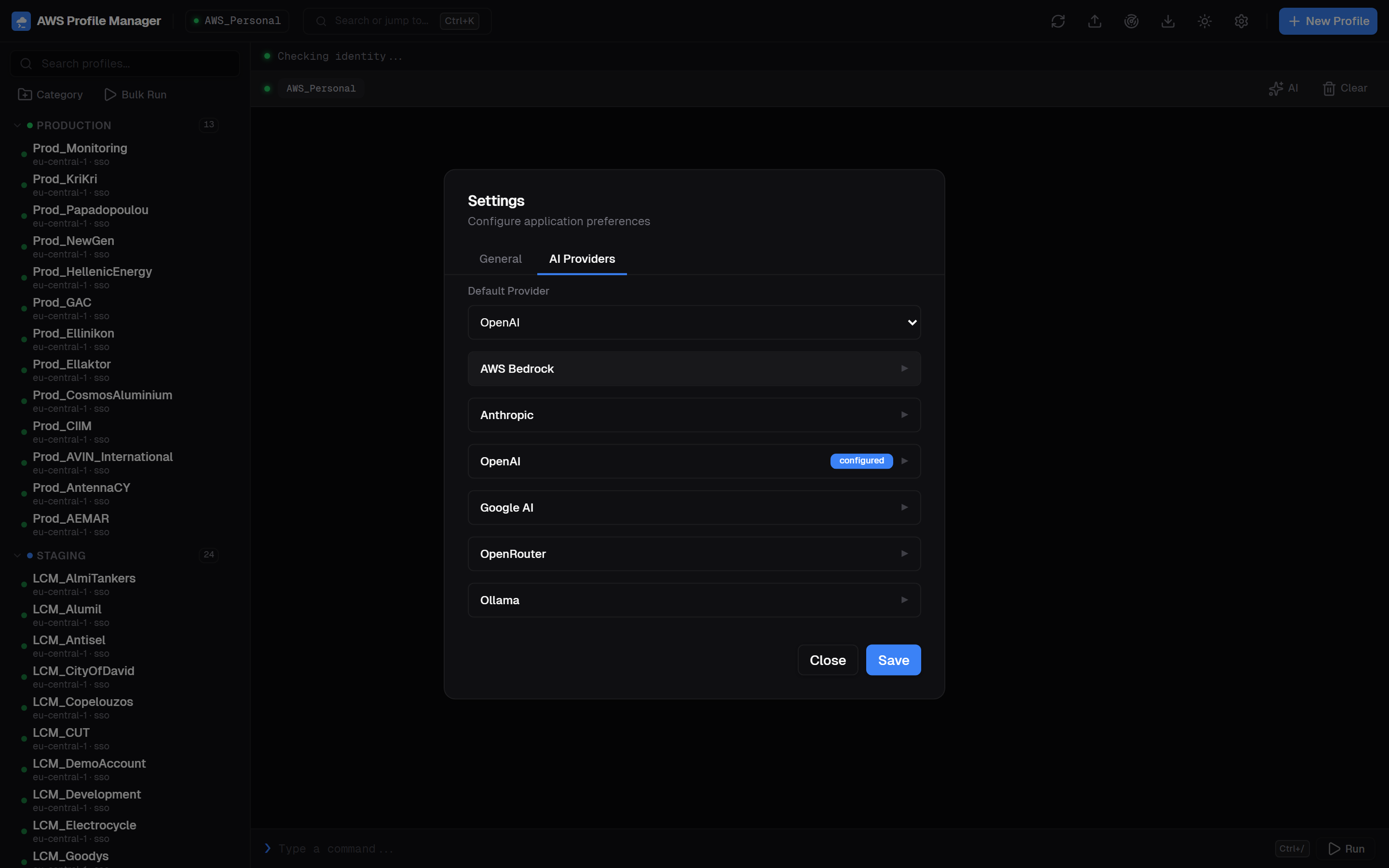 AI Provider settings